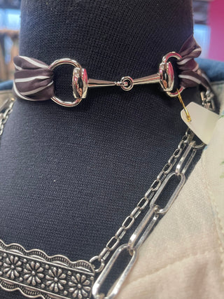 Silver Small Horsebit Scarf Accesory