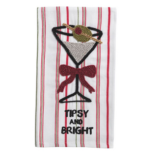 Tipsy & Bright Martini Beaded Tea Towel