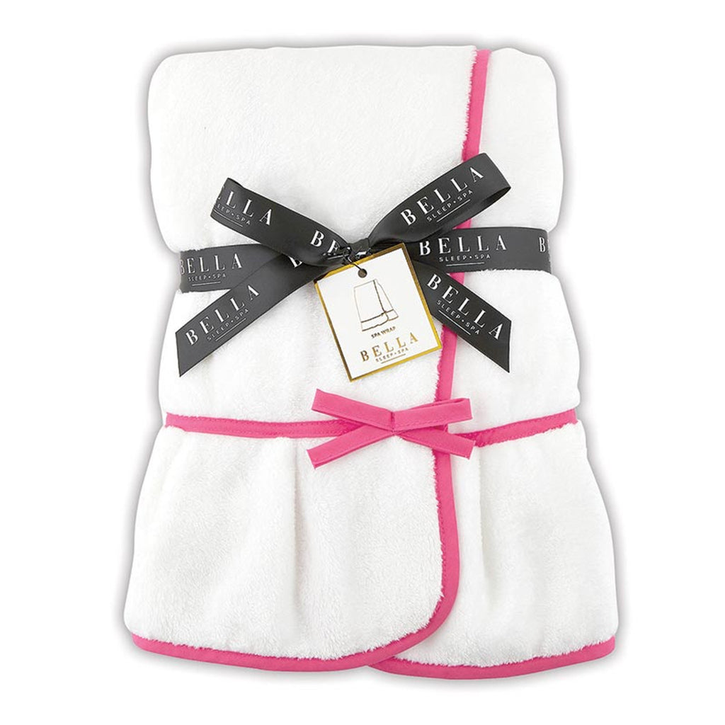 White & Hot Pink Plush Spa Wrap