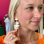 Mixed Metal 3 Petal Dangle Earring