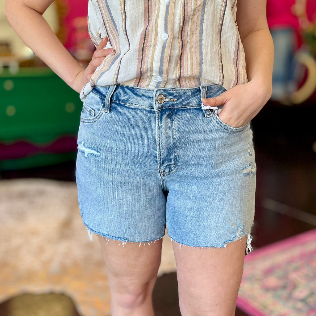 Fairplay Mid Rise Denim Shorts