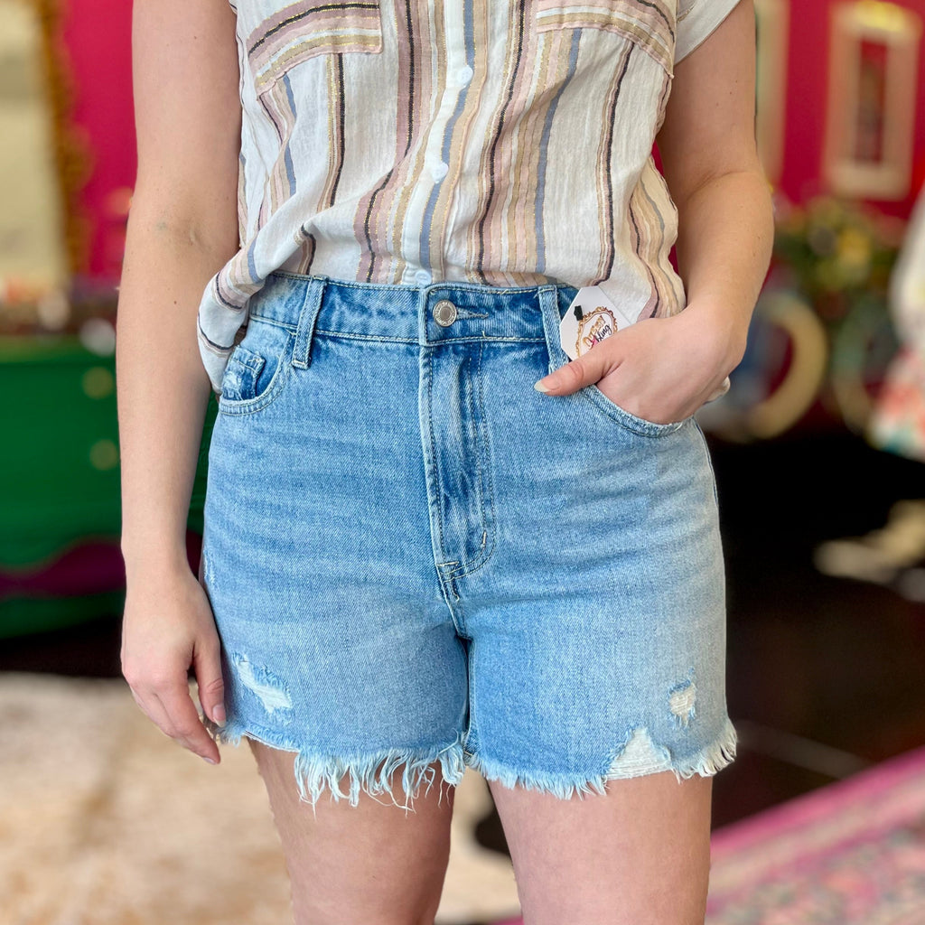 Astounded High Rise Denim Shorts