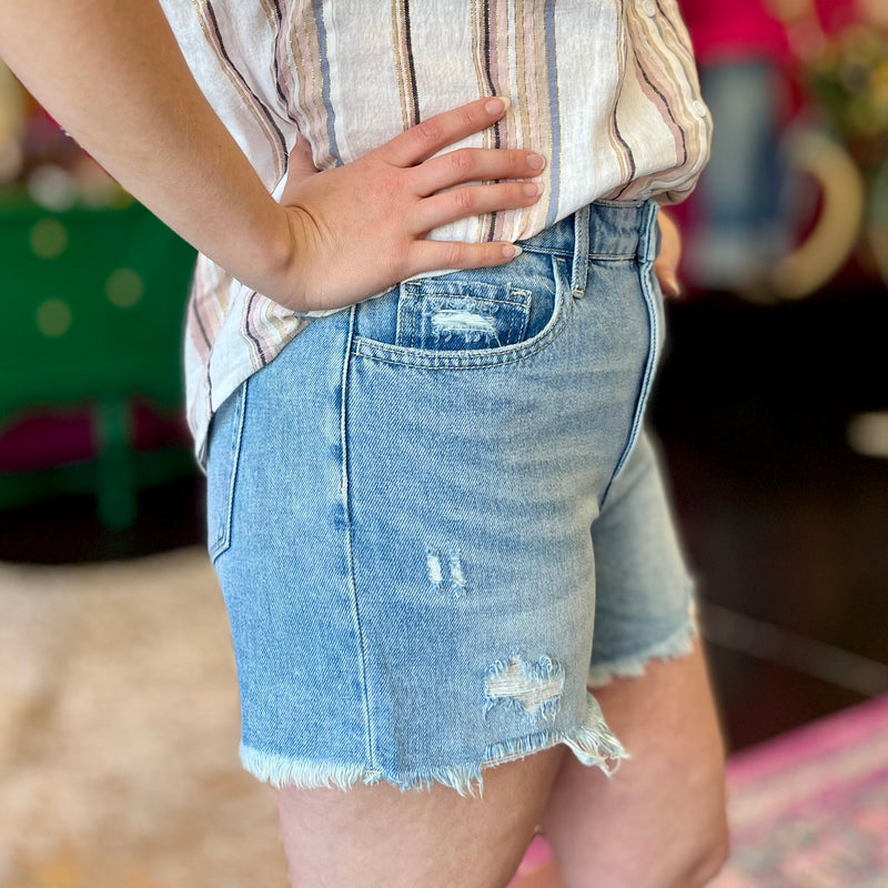 Astounded High Rise Denim Shorts