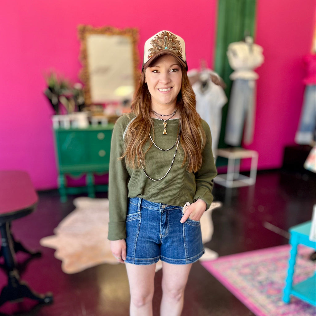 Sugar Dark Denim Utility Shorts