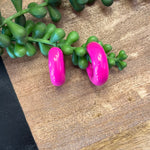 Hot Pink Thick Sm Hoop Earrings