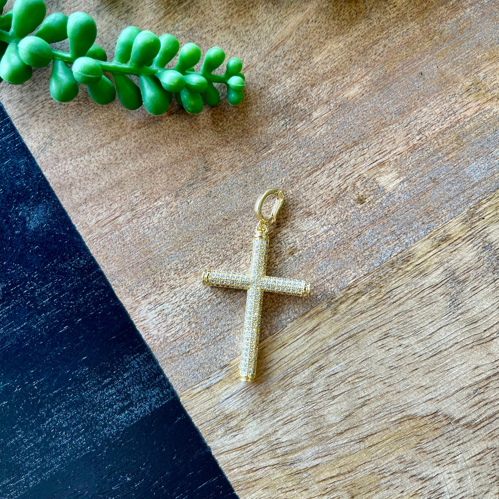 Gold Bling Cross Charm