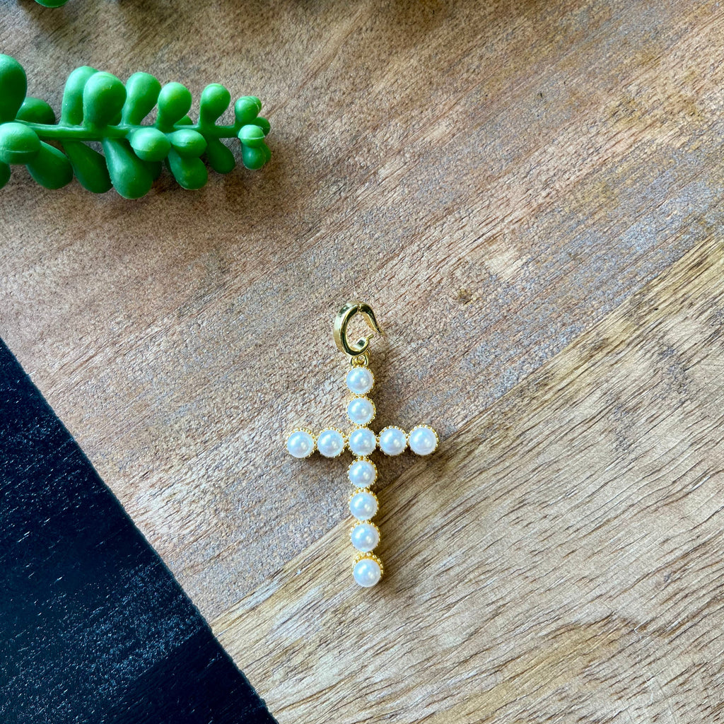 Pearl Cross Charm