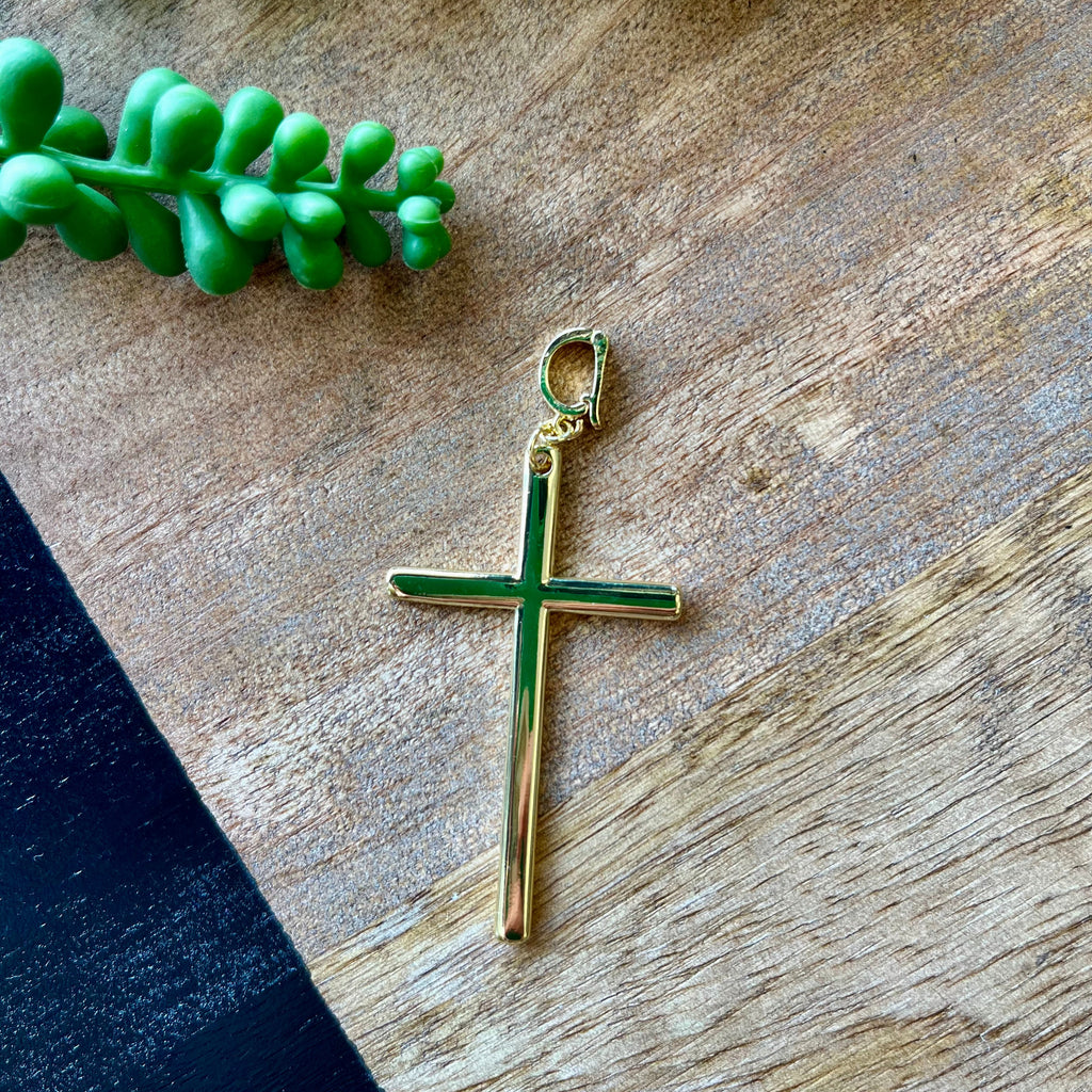 Gold Skinny Cross Charm