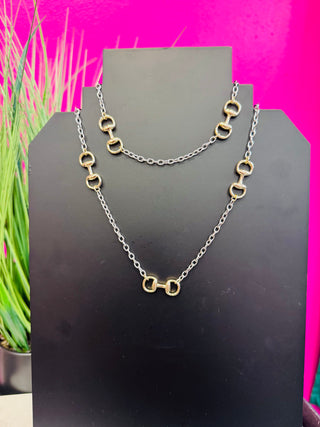 Mixed Metal Horsebit Layering Necklace