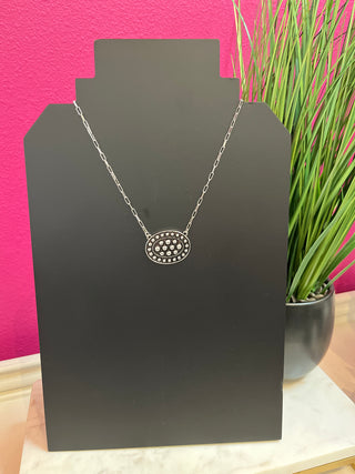 Silver Dot Oval Chain Necklace