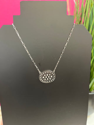 Silver Dot Oval Chain Necklace