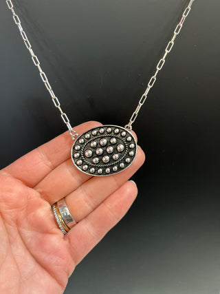 Silver Dot Oval Chain Necklace