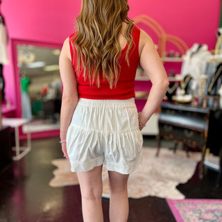 White Button Down Denim Shorts