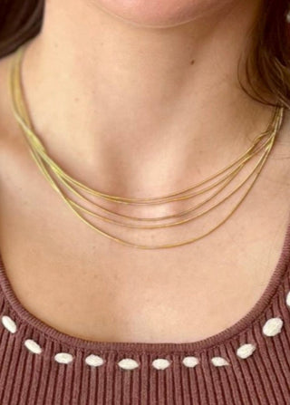 Gold 5 Strand Layering Necklace - Water Resistant