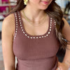 Brown Whipstich Ribbed Tank