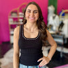 Black Whipstich Ribbed Tank