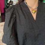 Mixed Metal Glam Heart Necklace - Water Resistant