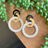 Black, Shell & Gold Circle Earrings