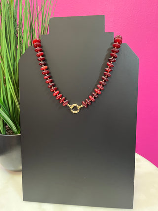 Maroon Disk Bead Necklace