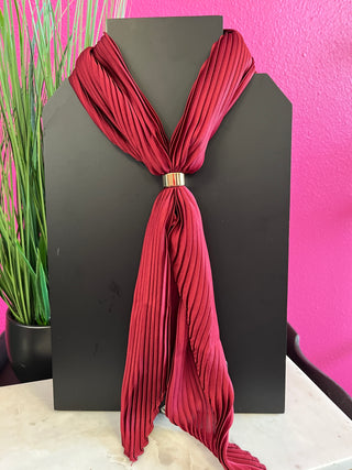 Maroon Pleated Satin Wild Rag
