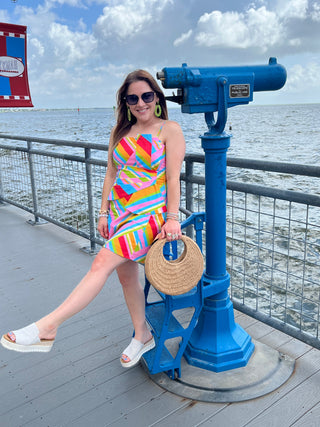 Bright Geometric Print Dress