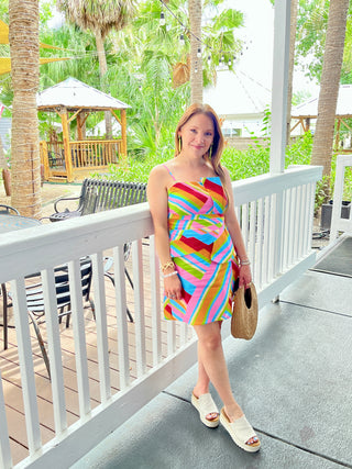 Bright Geometric Print Dress