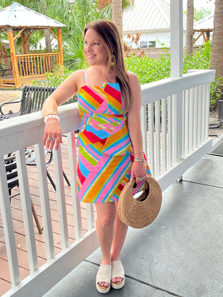 Bright Geometric Print Dress