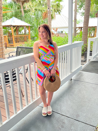 Bright Geometric Print Dress