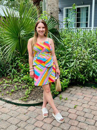 Bright Geometric Print Dress