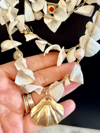 Gold SeaShell & Natural Shell Layered Necklace