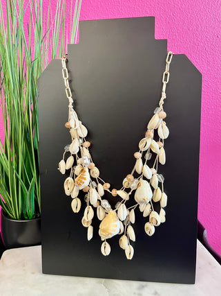 Ivory Layered Shell Statement Necklace