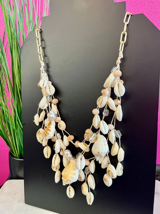 Ivory Layered Shell Statement Necklace
