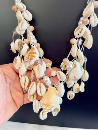 Ivory Layered Shell Statement Necklace
