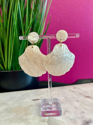 Ivory Acrylic SeaShell Earrings