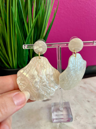 Ivory Acrylic SeaShell Earrings