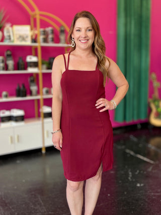 Maroon Crisscross Back Dress