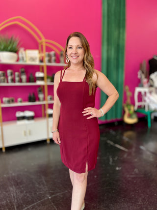 Maroon Crisscross Back Dress