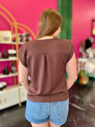 Brown Super Soft Scuba VNeck Top