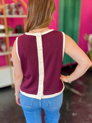 Maroon & White Athleisure Top