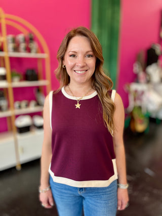 Maroon & White Athleisure Top