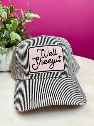 Well Sheeyit Black Striped Baseball Hat