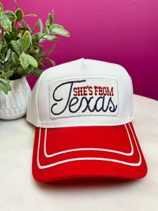 She's From Texas Red Baseball Hat