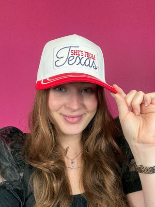 She's From Texas Red Baseball Hat