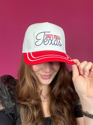 She's From Texas Red Baseball Hat
