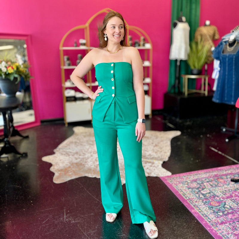 Kelly Green Wide Leg Pants