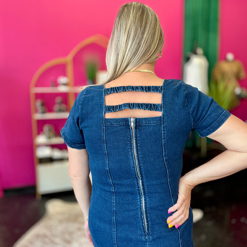 Dark Denim Front Seam Dress