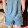 Denim Blue Top Stitch Shorts
