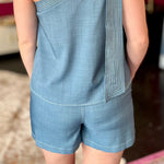 Denim Blue Top Stitch Shorts