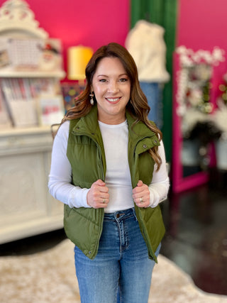 Steph Olive Puff Vest