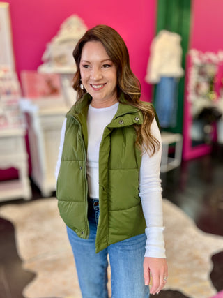 Steph Olive Puff Vest